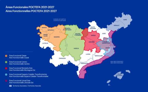 Carte des aires fonctionnelles POCTEFA 2021-2027