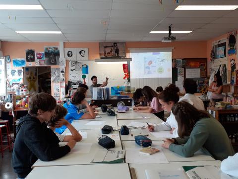 Atelier autour de la création de BD au collège Irandatz à Hendaye